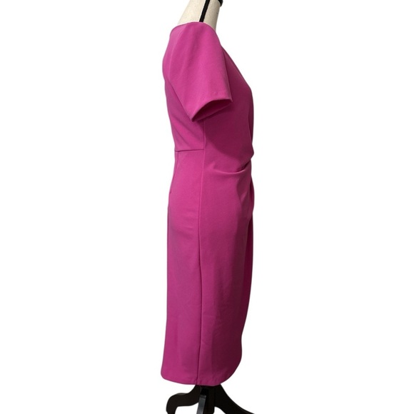 Tahari ASL Stretch Crepe Side Knot Dress in Currant Size 6 NWT - Picture 9 of 15